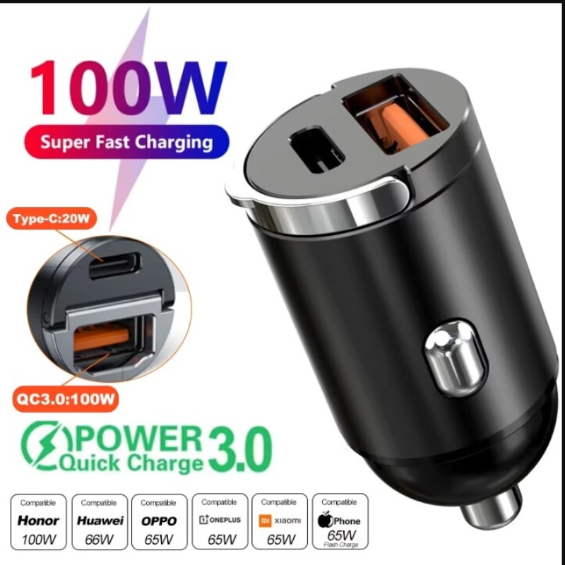 Usb C Power Adapter - Mini Caricabatterie da Auto 100W PD
