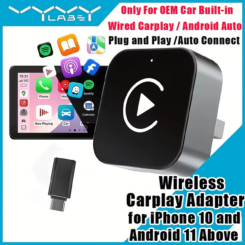 Usb C Power Adapter - Adattatore CarPlay Wireless 2-in-1 Plug-and-Play per